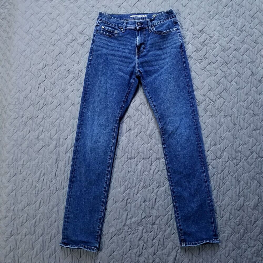 Amazon Essentials Jeans Mens 30x34 Blue Athletic Athletique Dark Wash Denim